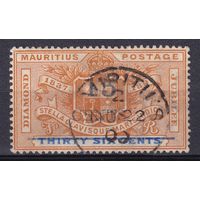 25.BrKM. Великобритания. Колонии. Маврикий. 60 лет правления королевы Виктории. Надпечатка нового номинала. 15C. 1899 г. Mi.#89.