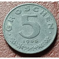 Австрия 5 грошей, 1955    ( 1-6-4 )
