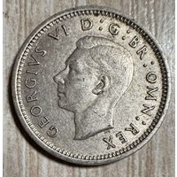 Монета 3 пенса 1938 год. Англия. Король Георг VI.  Серебро. С рубля без МЦ.