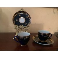 Кофейная пара Кобальт позолота Лфз Ссср