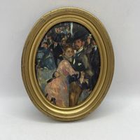 Антикварная шелкография в деревянной раме Бал в Мулен де ла Галетт. Франция. 3750