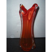 Ваза Старая Чехия Красное Алое Стекло