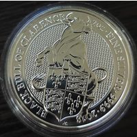 Великобритания 5 фунтов, 2018 года. Звери Королевы - Черный бык Кларенса. 2 унции. Улучшенный чекан. UNC