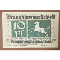 Нотгельд 10 пфеннигов 1921 год. Брауншвейг. Веймарская республика