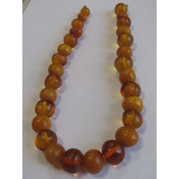 С рубля. Бусы антикварные из крупного янтаря. Ретро СССР.