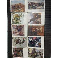 Открытки Картины из серии Соцарт.  Революция и гражданская война.   . Лот из 4шт.