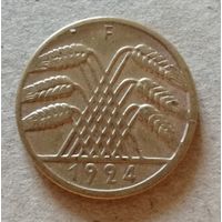 Германия Веймарская Республика 10 рентенпфеннигов 1924 "F",  KM# 33