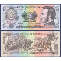 Гондурас, 5 лемпир 2010 г., P-91c (BE, президент Франсиско Морасан, битва при Тринидаде), UNC