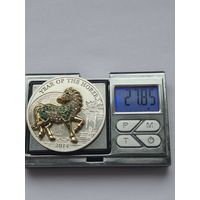 500 франков Республика Руанда (1964 - 2026) 2014 года. Китайский гороскоп - Год Лошади /Долголетие/. Серебро 999 с золотым покрытием. Монета не чищена. В45513.