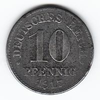 Германия 10 пфеннигов 1917 год DD _состояние VF+