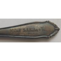 Ложка чайная с надписью (Kurt Schluter + Trau 1950). Серебрение 90.Патина.С рубля.