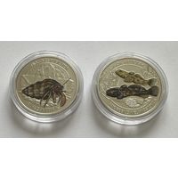 Украина набор монет (2 шт. по 5 гривен) 2025 года (Жители морских глубин)