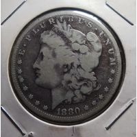 Доллар США 1880 г. Доллар Моргана. Без метки (Филадельфия)