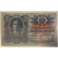 Банкнота 20 крон Австро-Венгрия 1913 год. С рубля без МЦ.