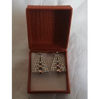 Серьги винтажные, серебро, 925пр,позолота