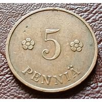 Финляндия 5 пенни, 1937     ( 1-1-6 )