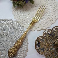 Изящная вилка столовая, около 1860г. Франция СЕРЕБРО В ЗОЛОТЕ с 1 рубля