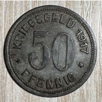 Монета 50 пфеннигов 1917 год. Город Графрат. Веймарская республика. С рубля без МЦ.