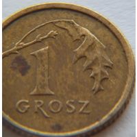 1 грош Польша 2005 Брак выкрошка или скол на листики