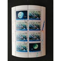 Польша 1971 Блок Mi.48 с 6 марками и 2 купонами "Американский космический корабль "Апполон 15"" (гашение с клеем) Mi.2123 каталог 5.00 евро