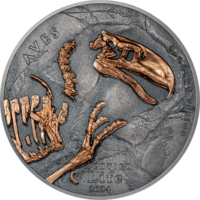 Монголия 500 тугриков 2024г. "Эволюция Жизни: Динозавр. Форорацид". Монета в капсуле; подарочной рамке - футляре; сертификат; коробка. СЕРЕБРО 31,10гр.(1 oz).