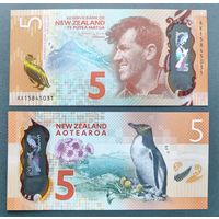 Новая Зеландия, 5 долларов 2015 г., P-191 (AX, полимер, первовосходитель на Эверест - Сэр Эдмунд Хиллари, номинация IBNS 2015), UNC