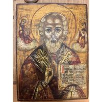 Икона Николай Чудотворец 19 в Живопись,золото!