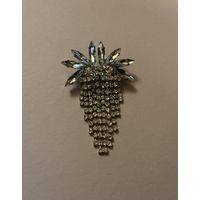 Брошь Водопад белые стразы ЧССР 50-е