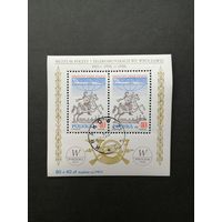 Польша 1986 Блок Mi.101 посвященный 65-летию Музея почты и телекоммуникаций Польши во Вроцлаве (Breslau) c двумя марками "Всемирный день почты" (гашение с клеем) Mi.3051х2 каталог 12.00 евро