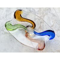 Конфетница Чехословакия Zemek 24х16см цветное стекло винтаж