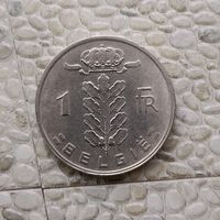 1 франк 1980 года Бельгия. Король Бодуэн 1. Надпись на голландском "BELGIE".