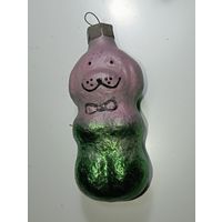 Ёлочная игрушка  - Собачка  . СССР  . Стекло .