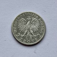 Монета СЕРЕБРО Польша 2 злотых 1934 год Ядвига ОТЛИЧНЫЕ