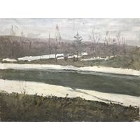 Азгур Г.Г Пейзаж, 51х69 см. Х/М. 1950 г.