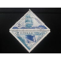 Монако, 1953. Парусный корабль и пассажирское судно, тет-беш