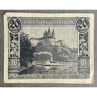 Нотгельды Австрия Ниедестерейх 20 геллеров 1920 год.