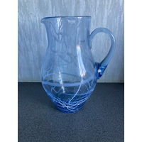 Кувшин СССР голубой нить стекло 19 см
