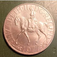 Великобритания 25 пенсов 1 крона 1977. Серебряный юбилей