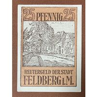 Нотгельд 25 пфеннигов 1922 год. Фельдберг. Веймарская республика