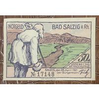 Нотгельд 50 пфеннигов 1921 год. Бад-Зальциг. Веймарская республика