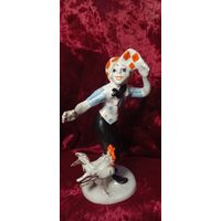 КОЛЛЕКЦИОННАЯ ФАРФОРОВАЯ СТАТУЭТКА КЛОУН ОЛЕГ ПОПОВ С ПЕТУХОМ ЗКХ СССР ОРИГИНАЛ  .  Распродажа Коллекции !!! . Экспресс  Аукцион с рубля без МПЦ   .Много лотов в продаже .