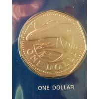 26. Распродажа. Барбадос 1 доллар 1974 г. Редкая!!! Тираж 3 708! Из набора. ВUNC!