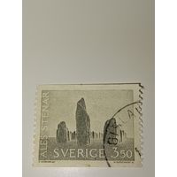 Марка Швеция 1966 год Але-Стенар - это мегалитический памятник в форме корабля