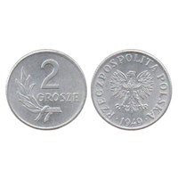 Республика Польша. 2 гроша 1949. UNC. Редкая.