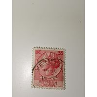 Италия 1955 Марка изображает профиль Аретузы, отсылка к древним сиракузским монетам.