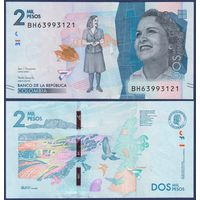 Колумбия, 2000 песо 2020 г., P-458, UNC