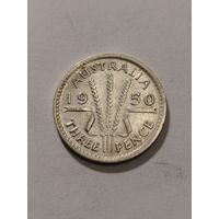 Австралия 3 пенса 1950 серебро