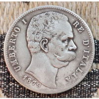 Италия 5 лир 1879 года. Серебро! Сторгуй за свою цену, предложи обмен! Y130
