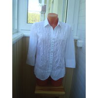 Белая 'мятая' блузка ХЛОПОК 44-46 не надо гладить