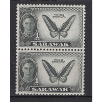 Саравак /Sarawak 1950** Бабочка Георг VI сцепка SG#171